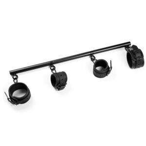 Barra separadora negra con cuatro esposas acolchadas desmontables.