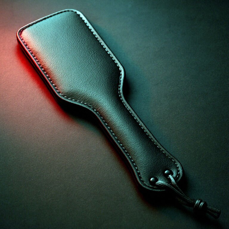 Pala negra de impacto sobre fondo oscuro con iluminación tenue y estética elegante