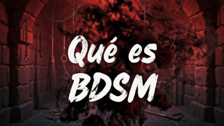 Imagen de portada “Qué es el BDSM” con cadenas y accesorios en un ambiente oscuro, guía introductoria BDSM