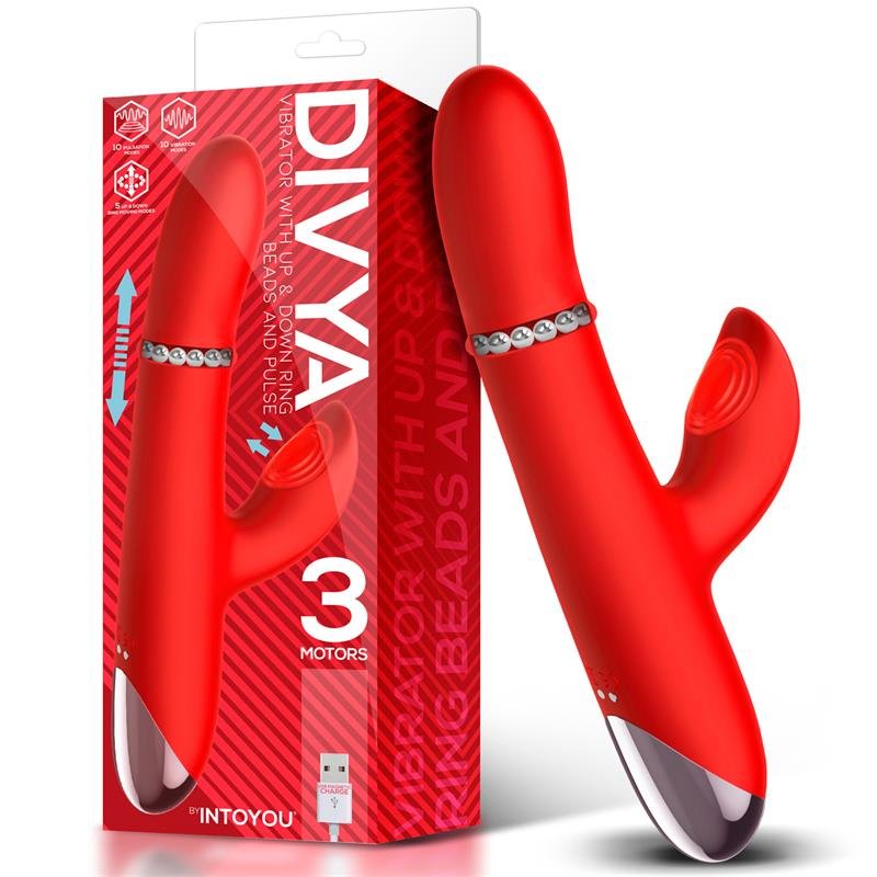 Divya Vibrador con Aro de Bolas Internas Up and Down y Pulsaci?n 3 Motores Independientes USB