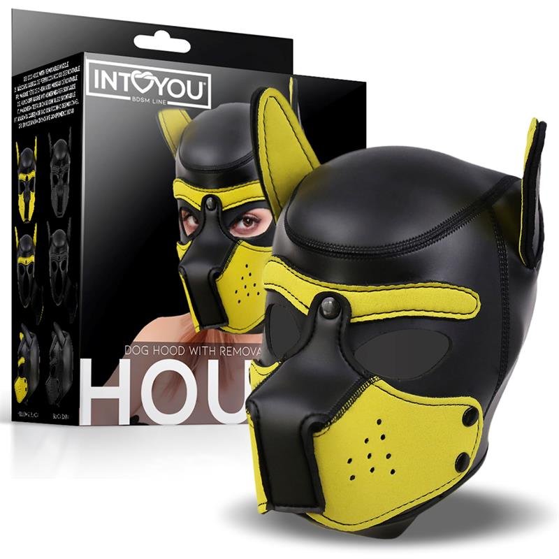 Hound M?scara de Perro Neopreno Hocico Extra?ble Negro/Amarillo Talla ?nica