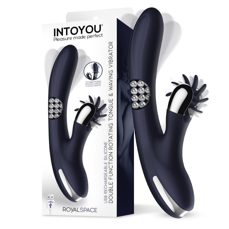 Royalspace Vibrador con Lenguas Estimuladoras y Bolas Internas 360? Azul